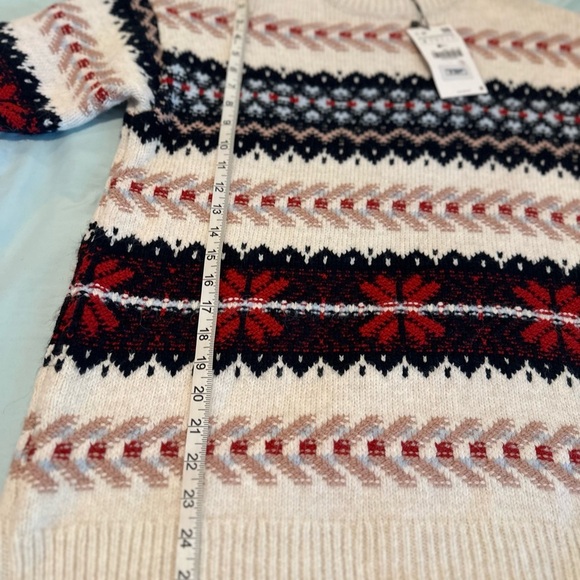 NWT Zara small Snowflake Red White Blue Geometric Oversized Winter Sweater. - Picture 5 of 11